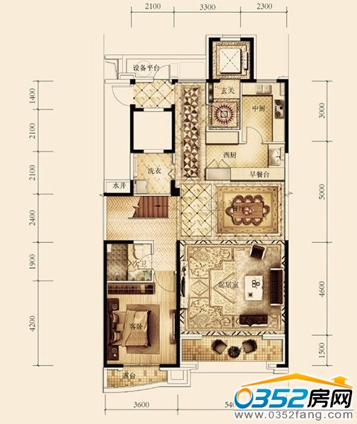 戶型圖四室四衛(wèi)兩廳