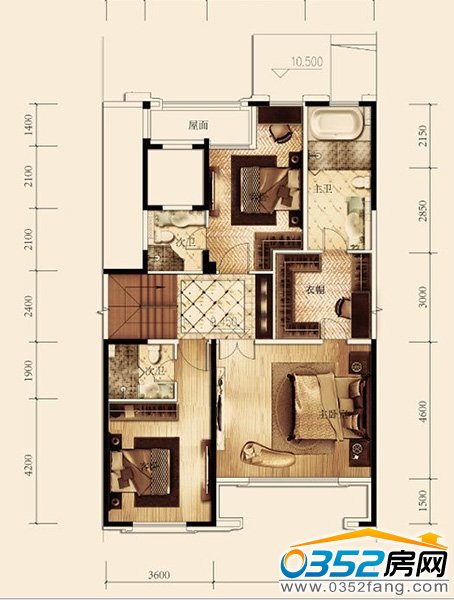 戶型圖四室四衛(wèi)兩廳二層