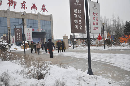 千禧御東畫卷員工集體掃雪完工回售樓處