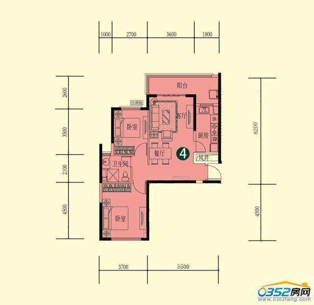 15號樓一單元二層1-4戶型